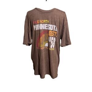 Blue 84 True North Minnesota Graphic T-Shirt XL Brown Vintage Style Souvenir Tee